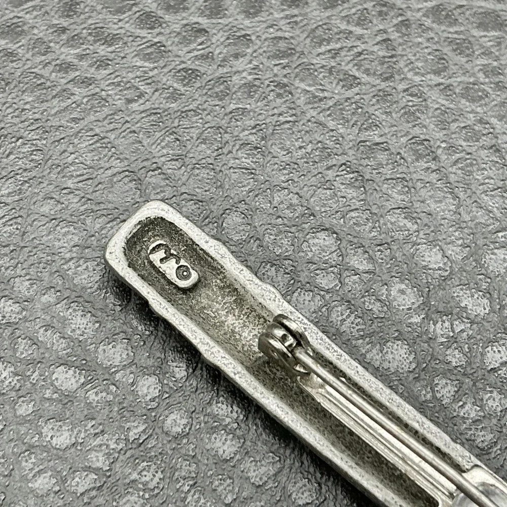 Vintage JJ Brooch Teacher Pin Silver Tone No.1 Teacher Bear Pencil 2.5 Inch